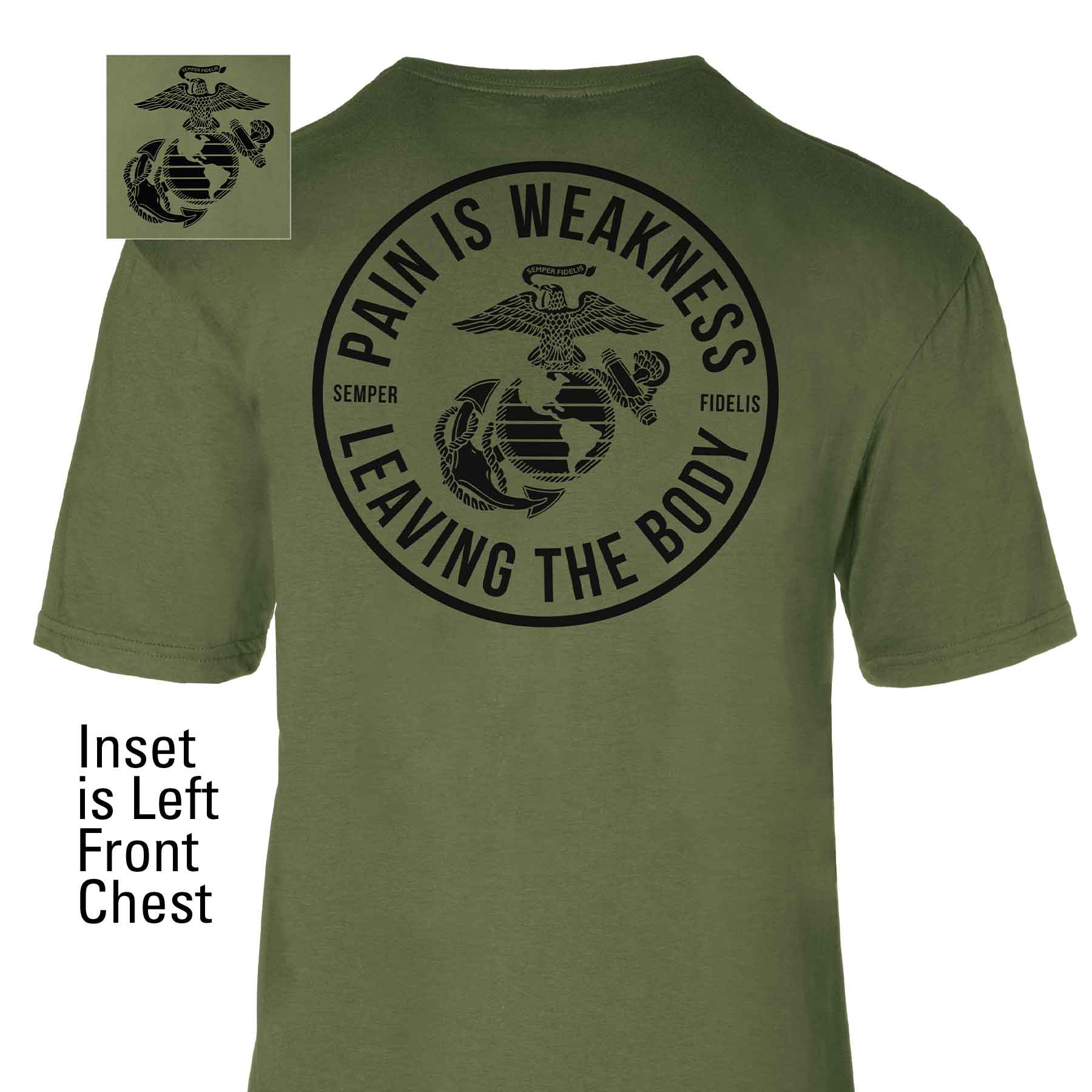 USMC Pain Is Weakness Leaving The Body T-shirt - Image 8