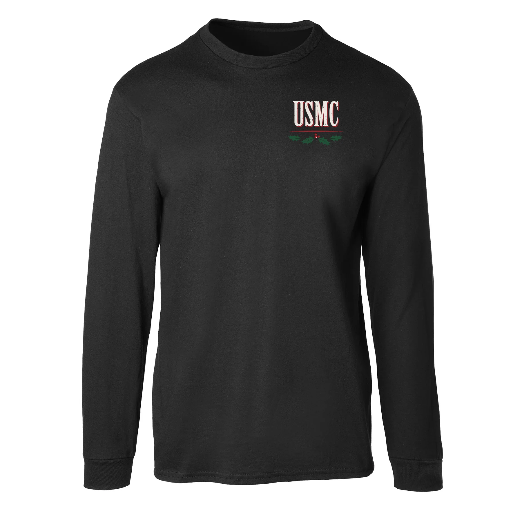 USMC Tun Tavern Christmas Long Sleeve T-Shirt Back Design- Black - Image 6