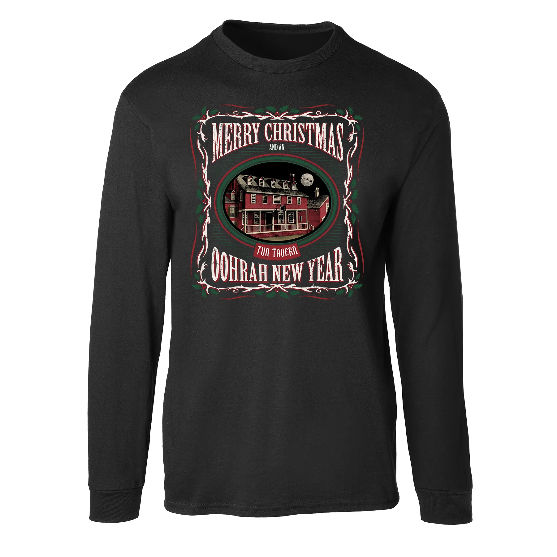 USMC Tun Tavern Christmas Long Sleeve T-Shirt- Black