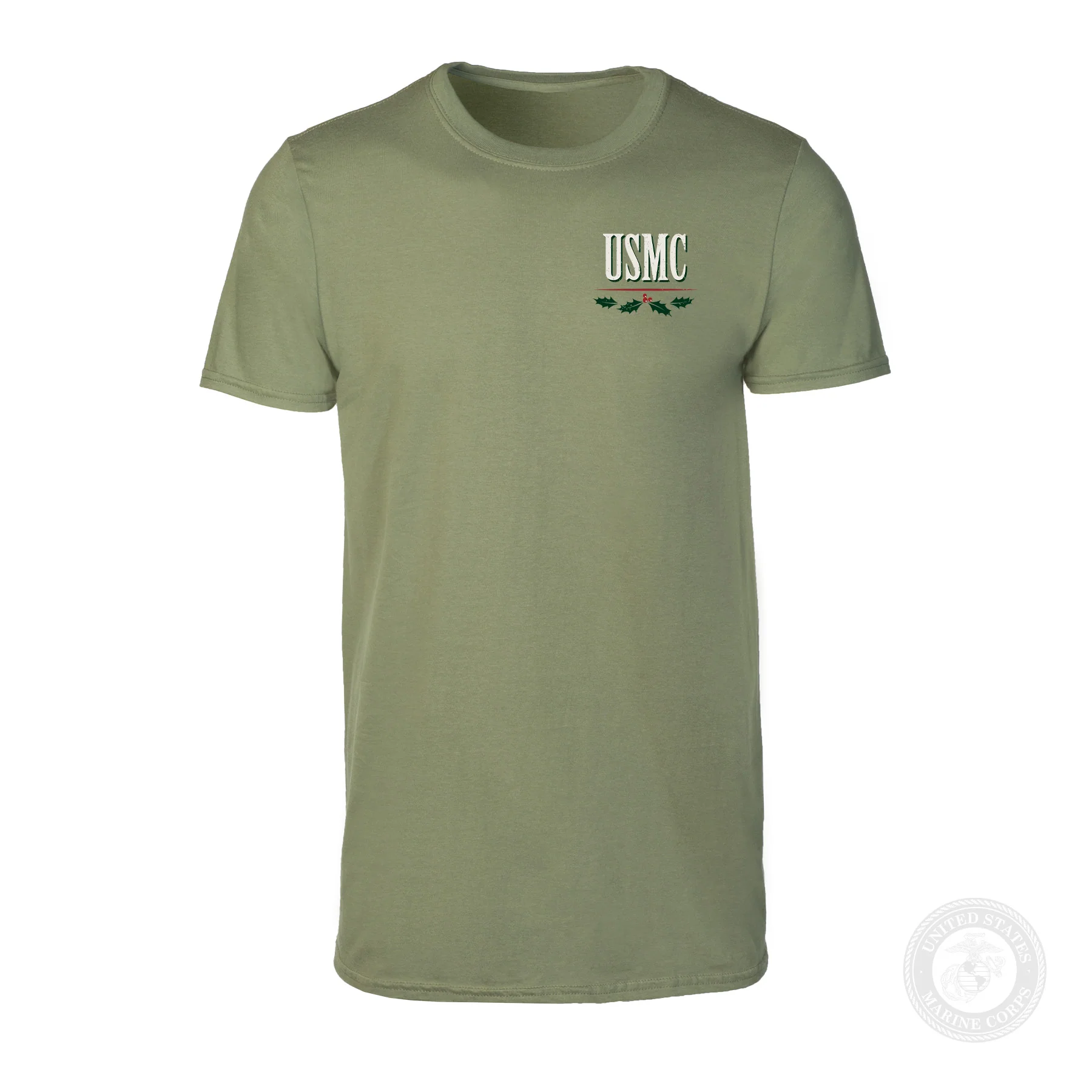 USMC Tun Tavern Christmas T-Shirt Back Design- OD Green (Copy) - Image 6