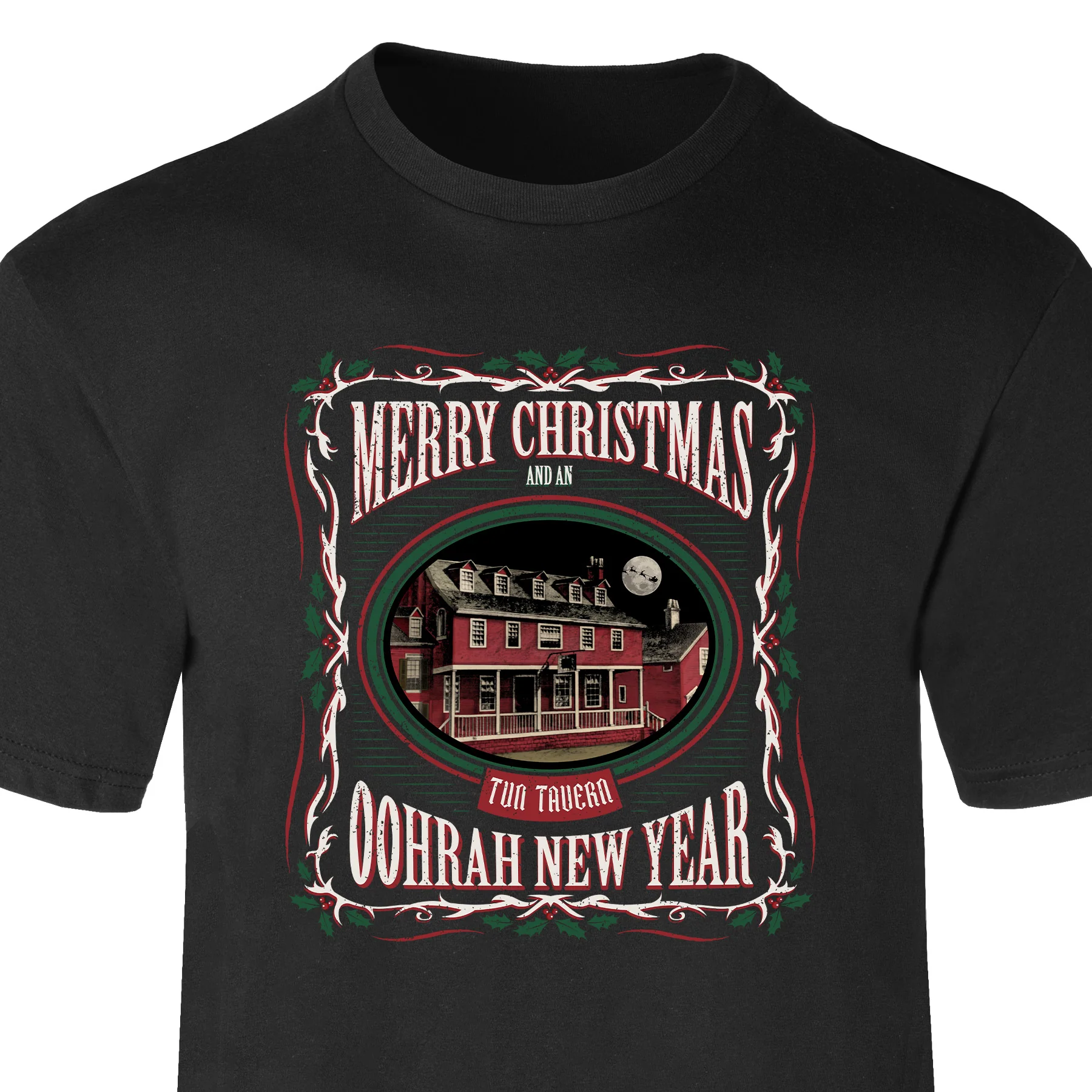 USMC Tun Tavern Christmas T-Shirt- Black