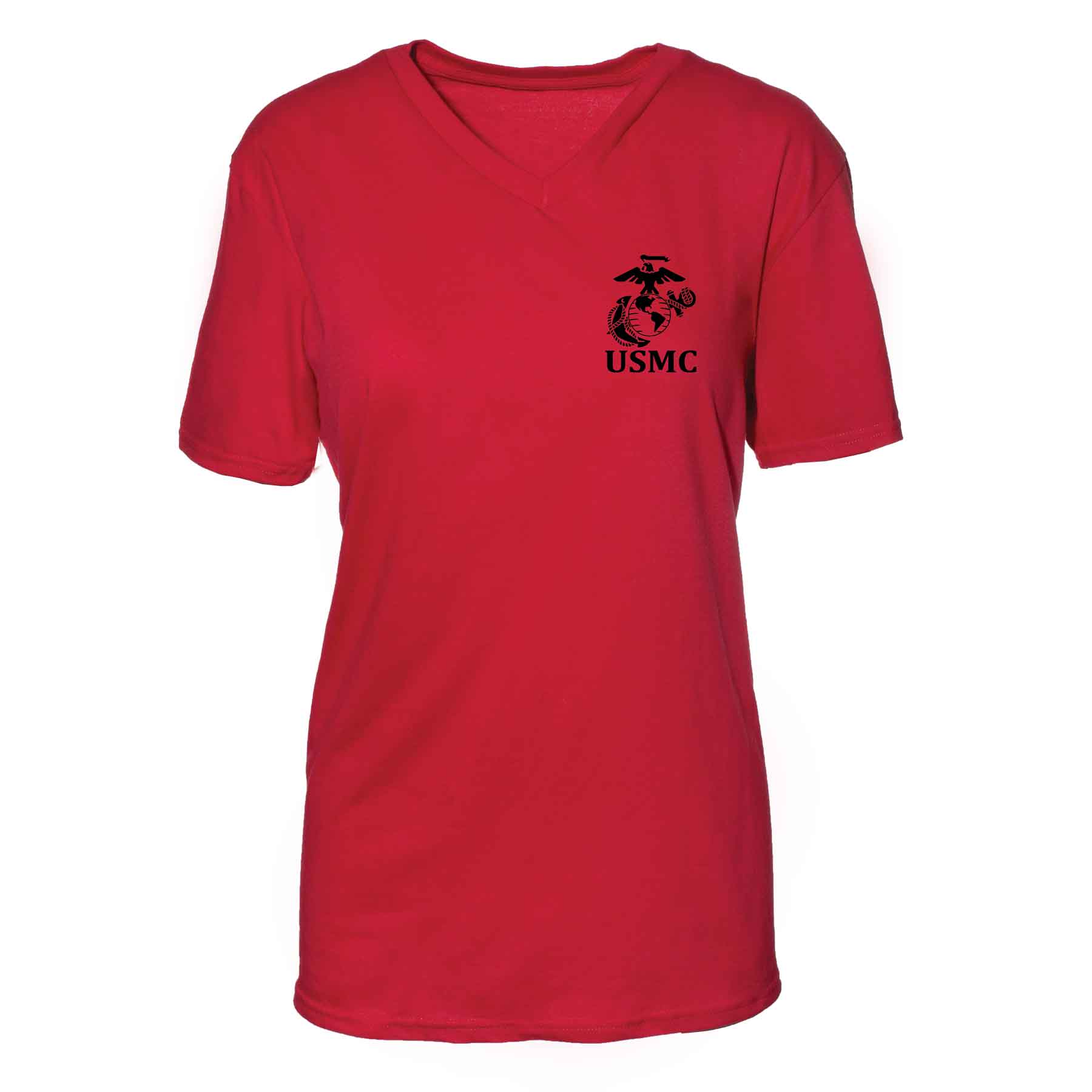 Women's V-Neck Left Chest USMC Eagle, Globe and Anchor T-shirt - Image 9