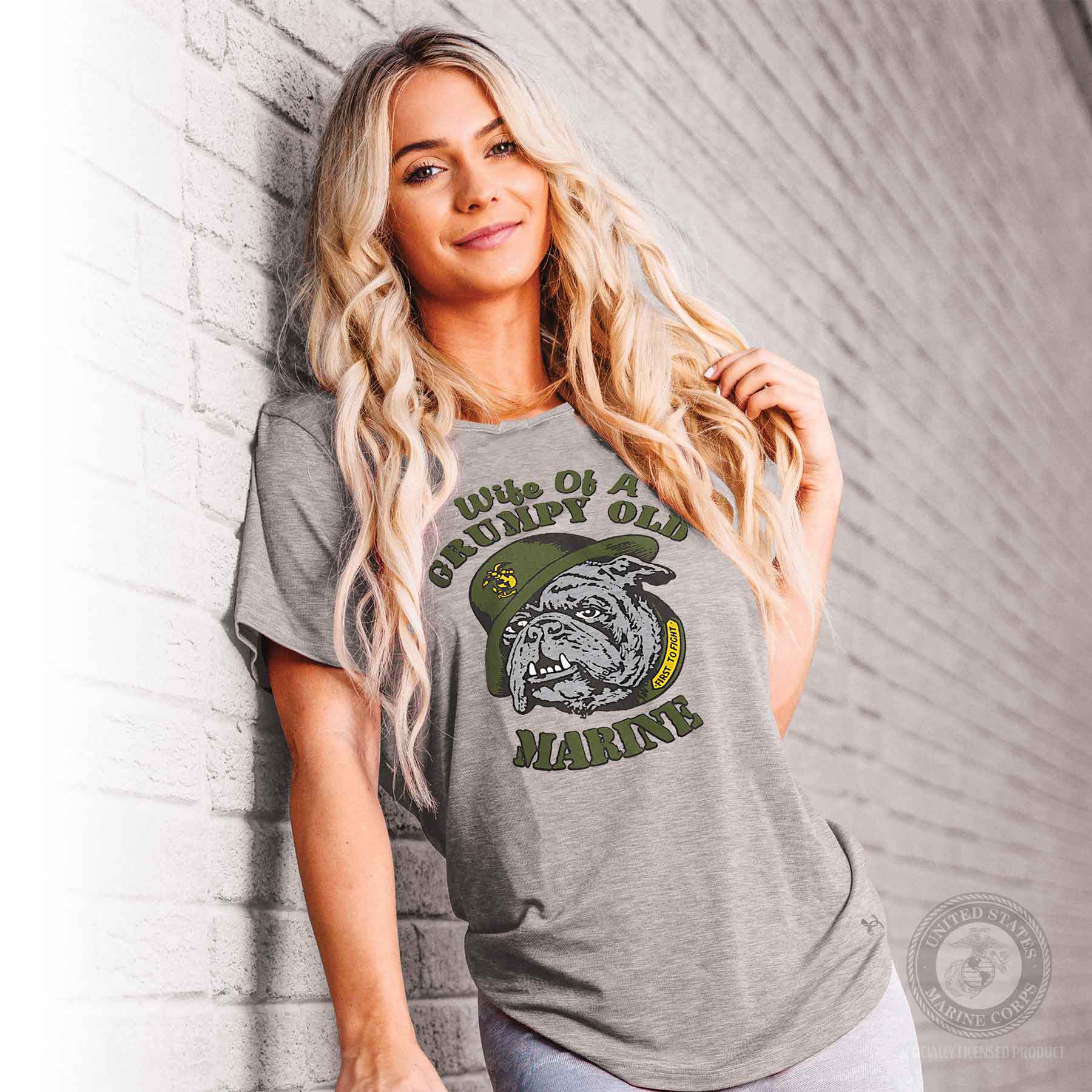 Wife of a Grumpy Old Marine T-shirt - Image 3