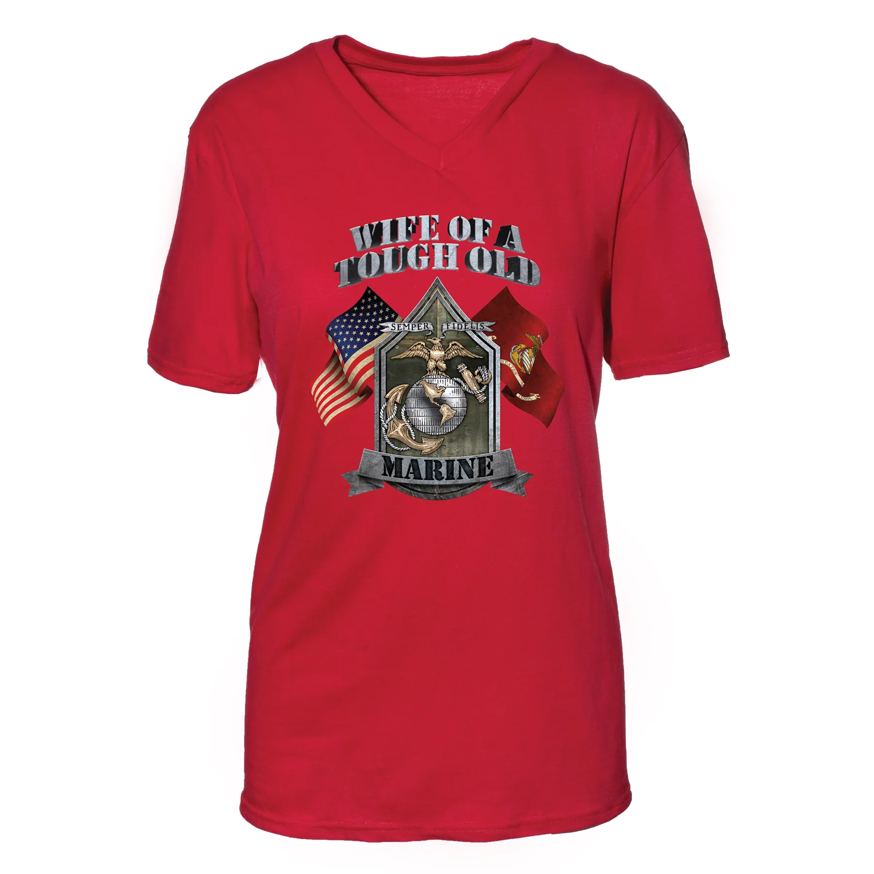 USMC 'Wife of a Tough Old Marine' T-shirt 100% Cotton - Image 2