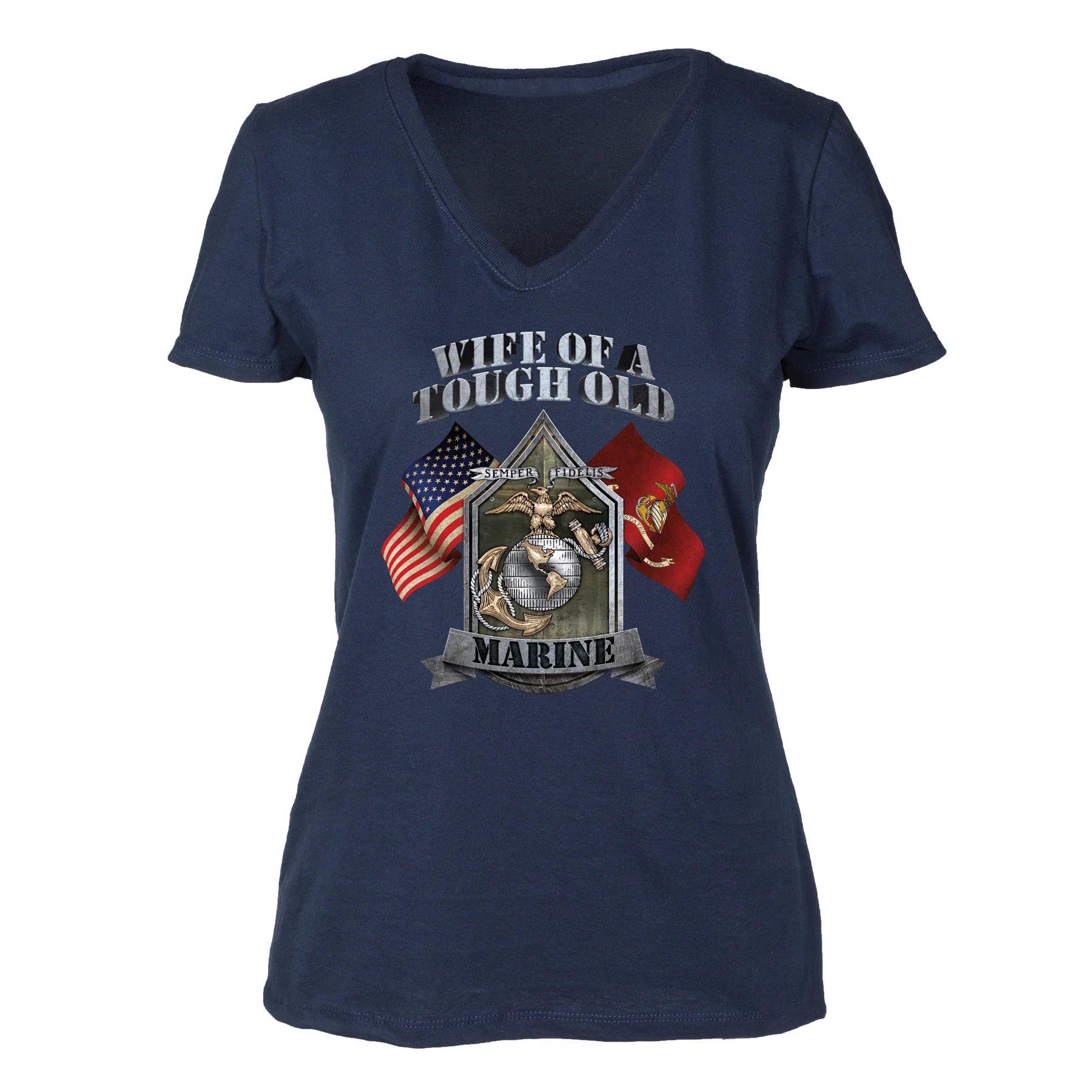 USMC 'Wife of a Tough Old Marine' T-shirt 100% Cotton - Image 3