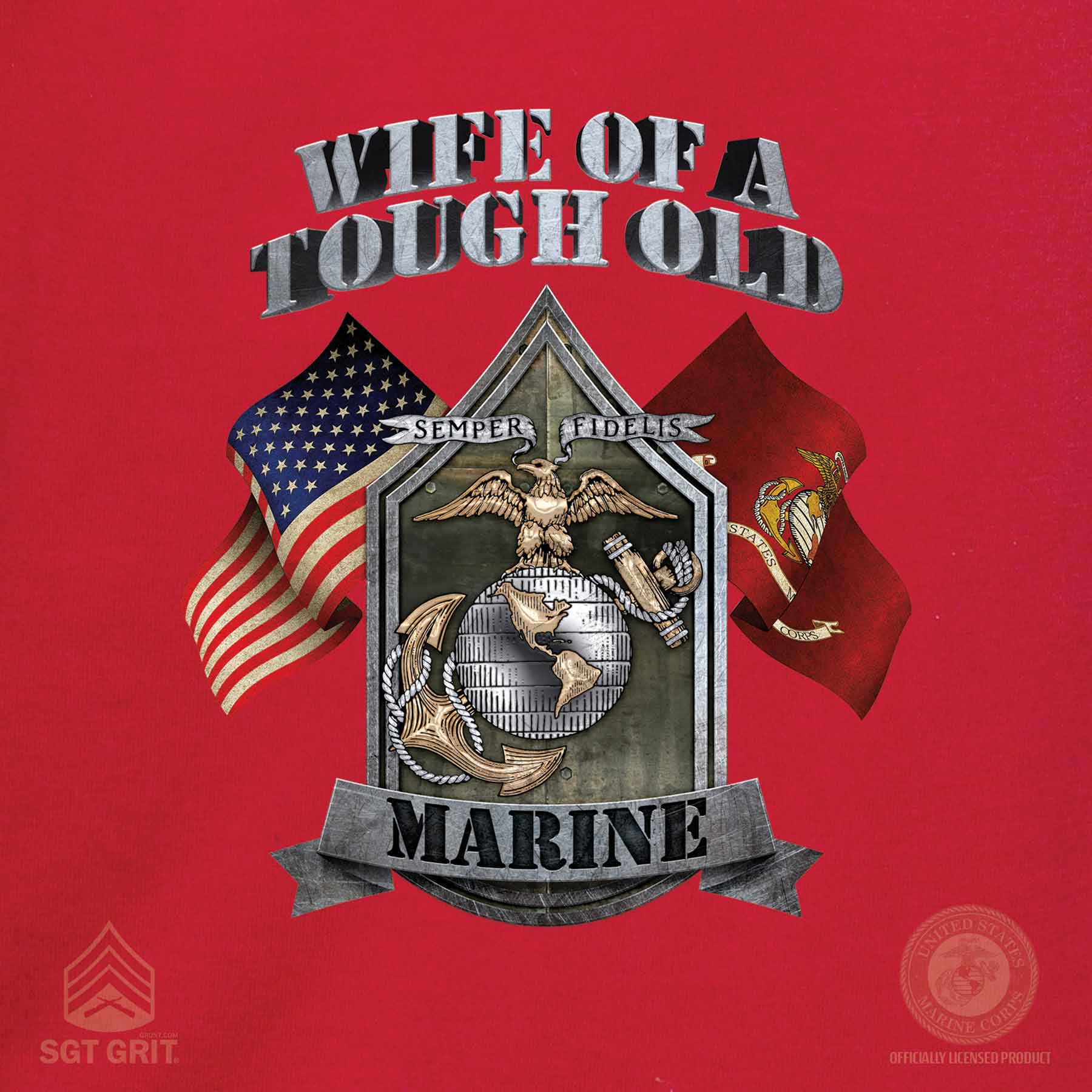 USMC 'Wife of a Tough Old Marine' T-shirt 100% Cotton - Image 5