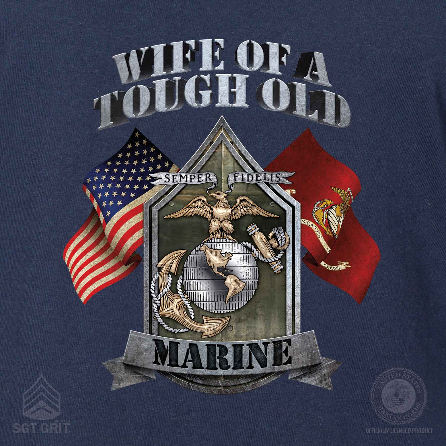 USMC 'Wife of a Tough Old Marine' T-shirt 100% Cotton - Image 6