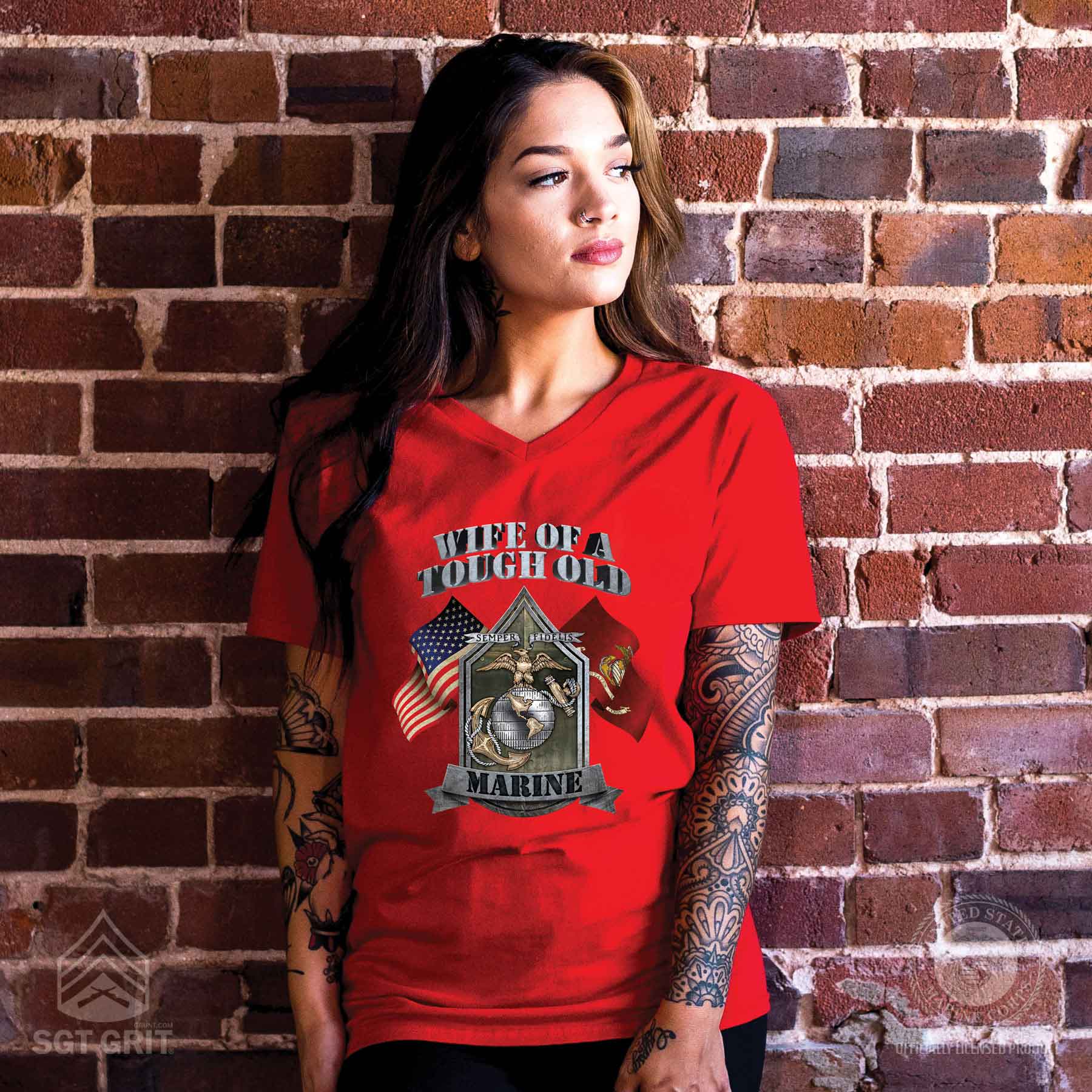 USMC 'Wife of a Tough Old Marine' T-shirt 100% Cotton - Image 7